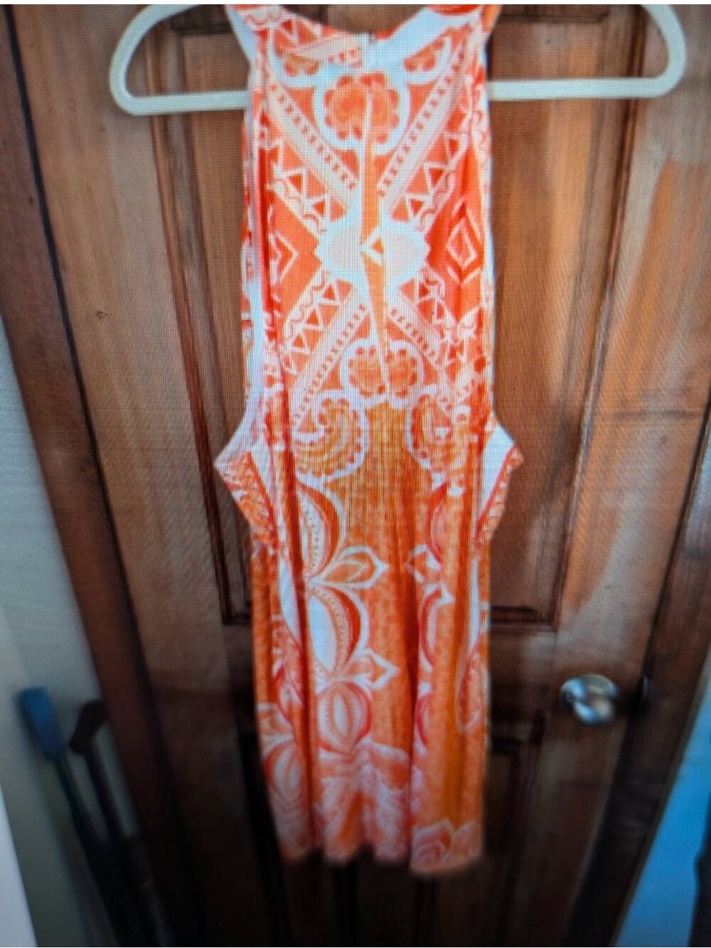 Women’s Orange Print Summer Sleeveless Blouse